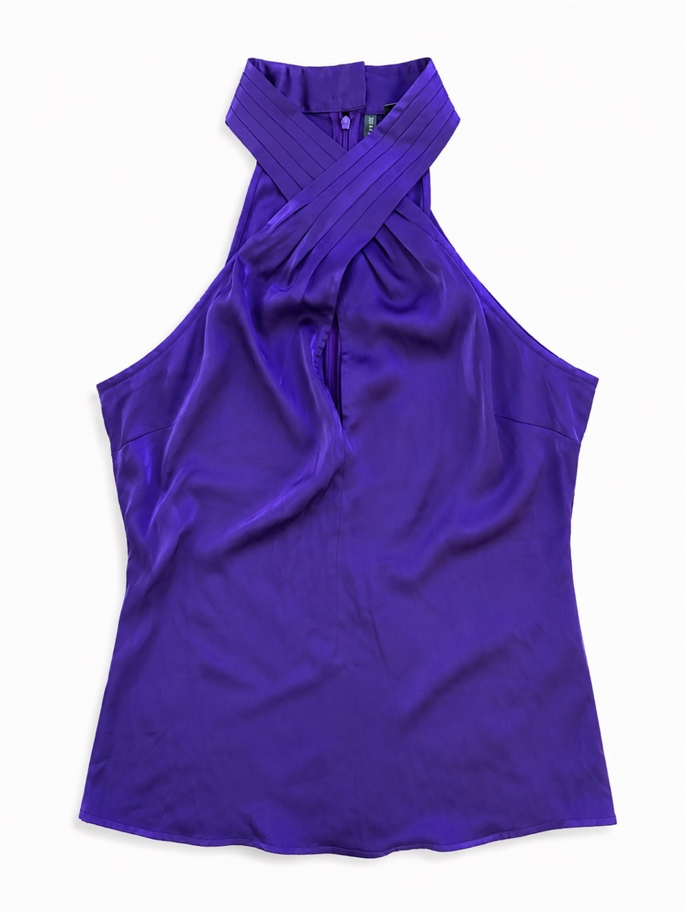 💜 Guess Purple Satin Crisscross Halter Top Medium